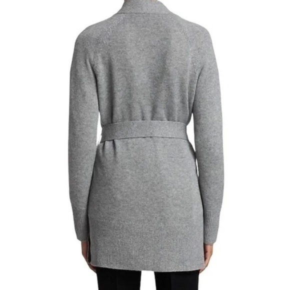 THEORY Cashmere Malinka Belted Cardigan Sweater Husky Gray Knit Size P X-Small - Picture 9 of 16